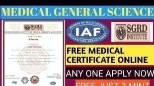 'Medical Genaral Science Certificate | Free Certificate | Online GOVT Certificate Medical Certificate'