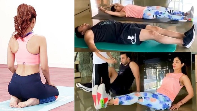 'Shilpa Shetty and Raj Kundra Doing Couple Yoga in Home Quarantine Lockdown | Whole family Joined'