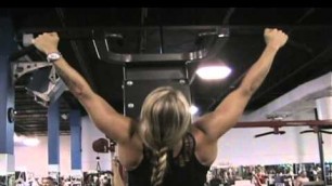 'Fitness woman Pullups back workout'