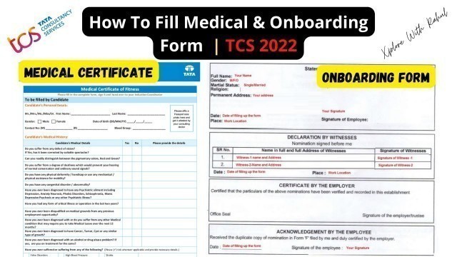 'How to fill TCS onboarding form 2022 | how to make TCS Medical Certificate 2022'