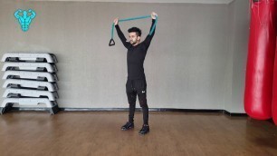 'OVER HEAD PULL DOWNS - RESISTANCE BAND WORKOUTS'
