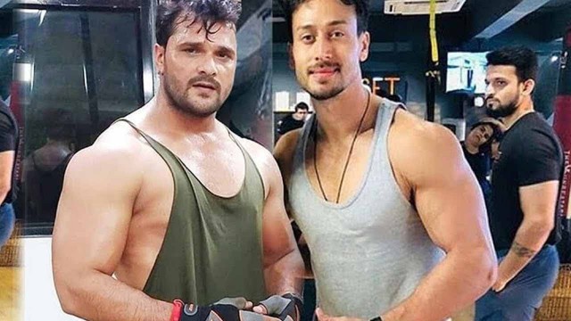 '#Khesari Lal Yadav और #Tiger Shroff एक साथ GYM में Body बनाते दिखे !'