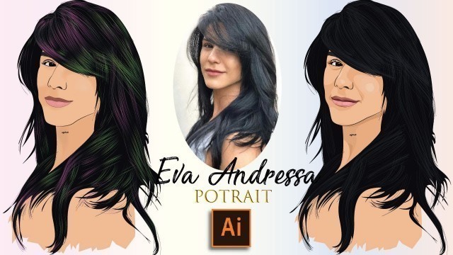 'Brazilian fitness model - Eva Andressa VectorArt Portrait | Cartoon Yourself - illustrator tutorial'