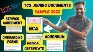 'TCS Joining Documents Sample 2022 | NCA | Service Agreement | Onboarding Form | Medical Certificate'