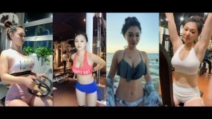 'Fitness woman has a perfect pair of double peaks健身女拥有一对完美的双峰'