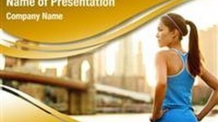 'Fitness Woman Runner PowerPoint Template Backgrounds - DigitalOfficePro #00318'