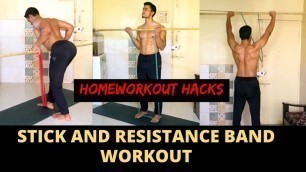 'Home Workout Using Stick And Bands | Home Workout Hacks | Resistance Band Workouts'