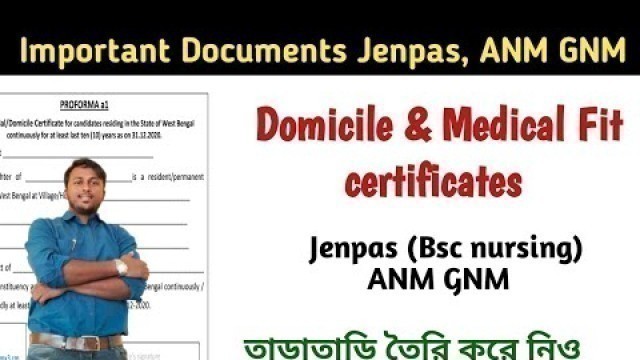 'Domicile & Medical fit certificate ll Jenpas ANM GNM ll BSc Nursing  ll Important Documents'