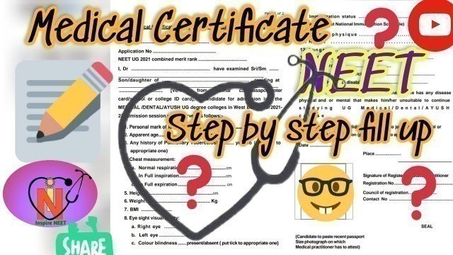 'NEET Medical Certificate Proforma Step by Step form fillup || Medical Counseling || NEET admission'