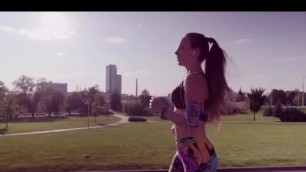 'Fitness Woman Running In City Park Stock Video'