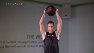 'Squat to Press with Medicine Ball - Fitness Gym Training'