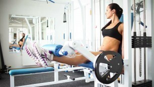 'fitness woman making effort on leg routine'