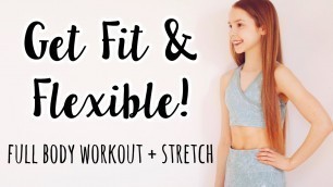 'Workout and Stretch with me at home! (full body + no equipment)'