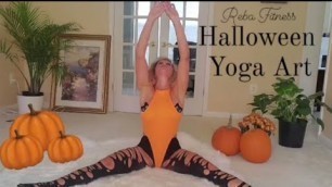 'Reba Fitness | Halloween Yoga Art | Hip Stretching | Yoga Flow in Bodysuit & Stockings | No Music'