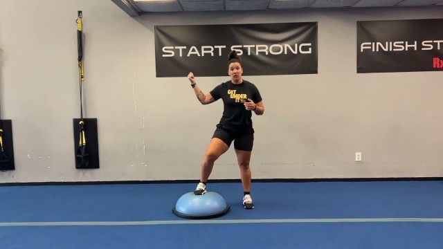 'Fitness Rx Exercise Library: How to do a Lateral Up & Over with a BOSU Ball'