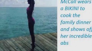 'Davina McCall wears a BIKINI to cook the family dinner and shows off her incredible abs'