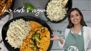 'Brokkoli-Lauch-Curry mit Low Carb Reis (vegan) / Gesundes Mittagessen mit wenig Kohlenhydraten'