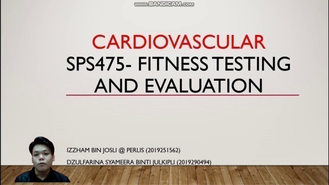 'CARDIOVASCULAR FITNESS TEST - Video presentation'