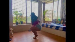 'Hot Indian Fitness model workout At Home with High Heels 