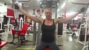 '2 Legit 2 Quit Fitness over 50yrs young \"Suzanne\" Training Chest \"Pec Deck\"'