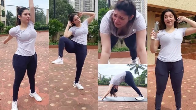'Tamanna Bhatia Hot Body Full Workout Session In Outdoors #fitness #workout'