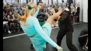 'Fashion Model knocks out 3 Men at self-defence show. Real Fitness Bikini Karate Girl'