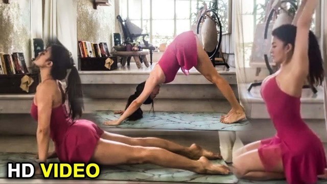 'Jacqueline Fernandez HOT Yoga & Stretching At Home | Fitness Video'