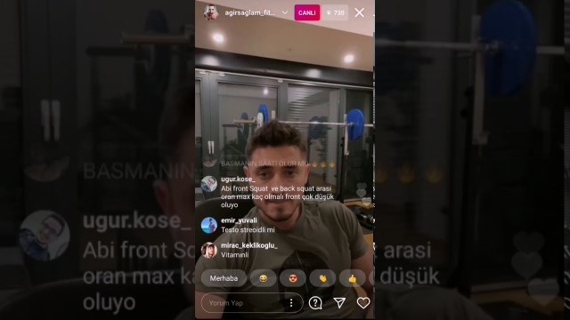 'Ağırsağlam Furkan instagram canlı yayında homegym squat basıyor. Ağırsağlam furkan soru cevap'