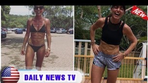 'Davina mccall looks ripped as she flashes her six-pack in a bikini and trainers on trip to australi'