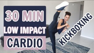 'LOW IMPACT Cardio Boxing and Kickboxing Workout | 30 minute fun at home workout with music'
