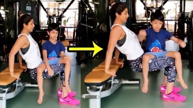 'Shilpa Shetty Hard GYM Workout With Son Viaan Sitting On Her Lap !'