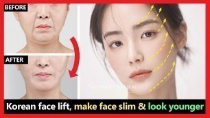 'Korean face lift exercises!! Eyelid & Eyebrow lift, Mid face lift, Lower face lift. Get face slimmer'