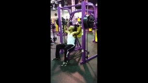 'Maxing out on shoulder press at Planet Fitness'