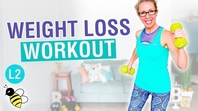 'Weight loss workout for BEGINNERS, 30 minute cardio + weights without jumping'