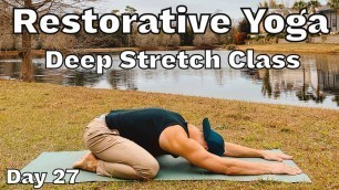 '10 Min Relaxing Restorative Yoga - Easy Deep Stretch Class for Everyone - 30 Days of Yoga'