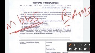 'Medical Fitness Certificate for #mbbs/#bds/BAMS/BHMS/BUMS/BSC NURSING | #medicalfitness #ntaneet2021'