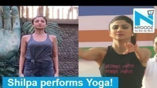 'Actress Shilpa Shetty performs Yoga at  Gateway of India in Mumbai #YogaDay'