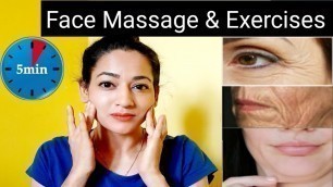 '5 Min Daily Face Massage and Exercises | For Anti-ageing, Face Tightening, Glowing Skin'