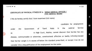 'MHC physical fitness certificate filling'